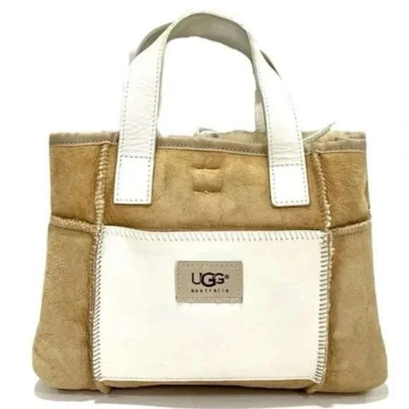 UGG Tan and Cream/White Women's Shearling-Sheepskin Mini Bag - Picture 1 of 16